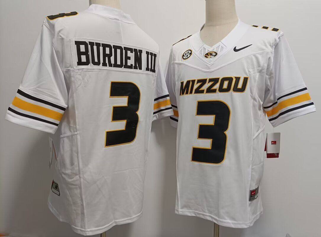 2024 NCAA Men Missouri Tigers  #3 Luther Burden III Jersey White  Nike jersey->ncaa teams->NCAA Jersey